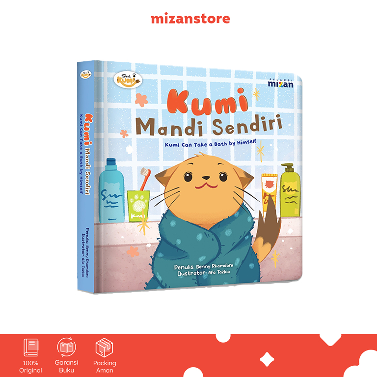 DAR Mizan - หนังสือเด็ก Kumi Bath Alone Kumi สามารถอาบน้ําโดยตัวเอง - หนังสือกระดานสองภาษา - Mizan