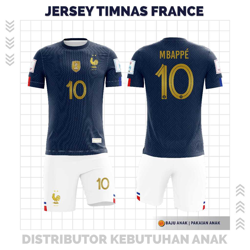เสื้อฟุตบอลเด็ก Mbappe frc เสื้อฟุตบอลฟุตบอลโลกล่าสุด