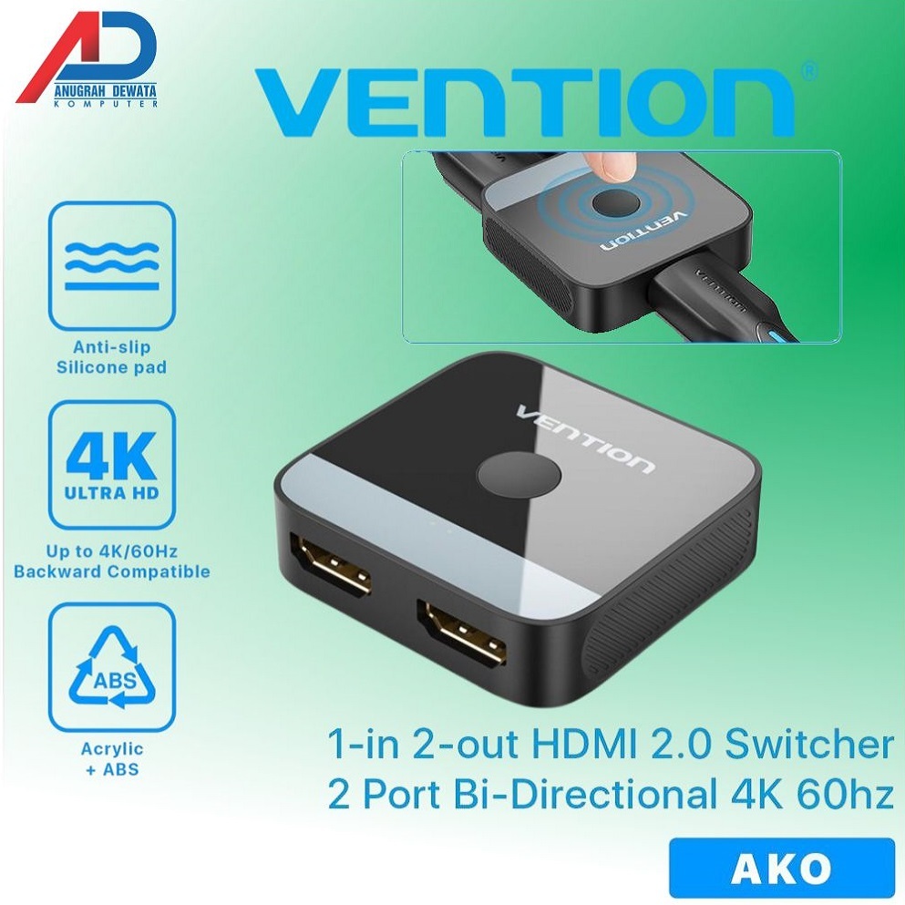 Vention HDMI Switcher 2 in 1 Bidirectional Black AKOB0