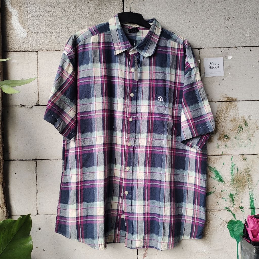 KEMEJA Element Skateboard Casual Tartan Work Shirt Oversize