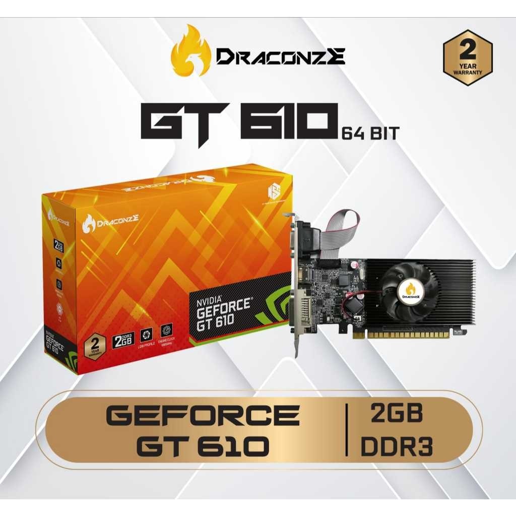 การ์ด VGA NVIDIA GT 610 GT610 DRACOSE LP 2GB DDR3 64BIT