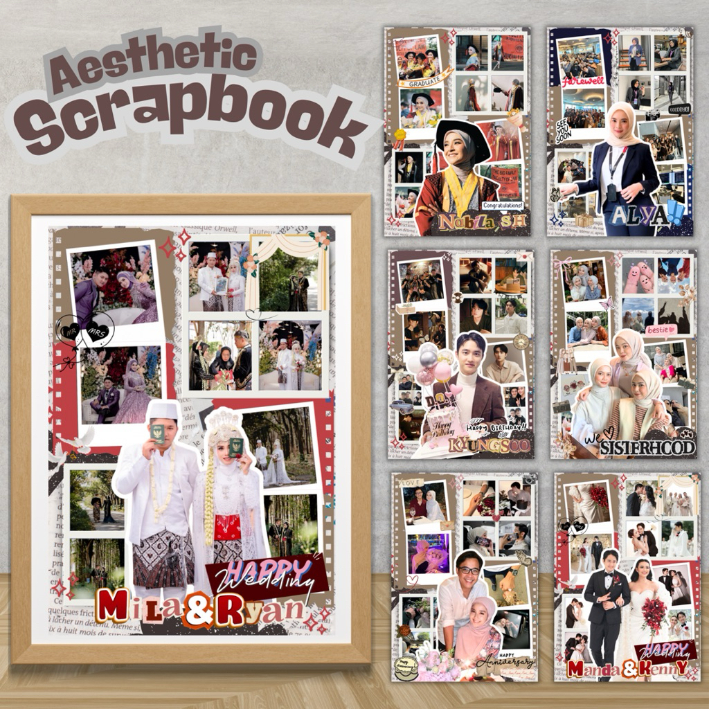 Custom Scrapframe Photo Moment ของขวัญที่ไม่ซ้ํากันวันเกิดวันเกิดครบรอบสําเร็จการศึกษาอําลาสมุดภาพกร