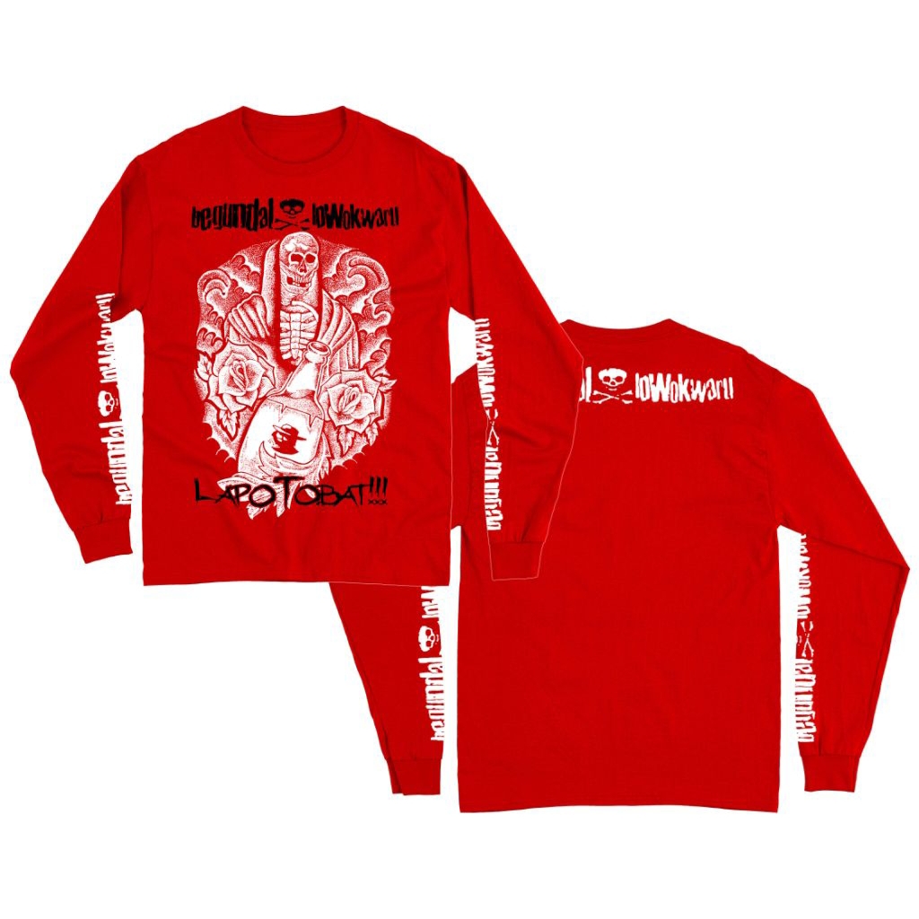 MERAH Begundal Lowokwaru เสื้อยืดแขนยาว Punk Band - Lolo Tbat สีแดง