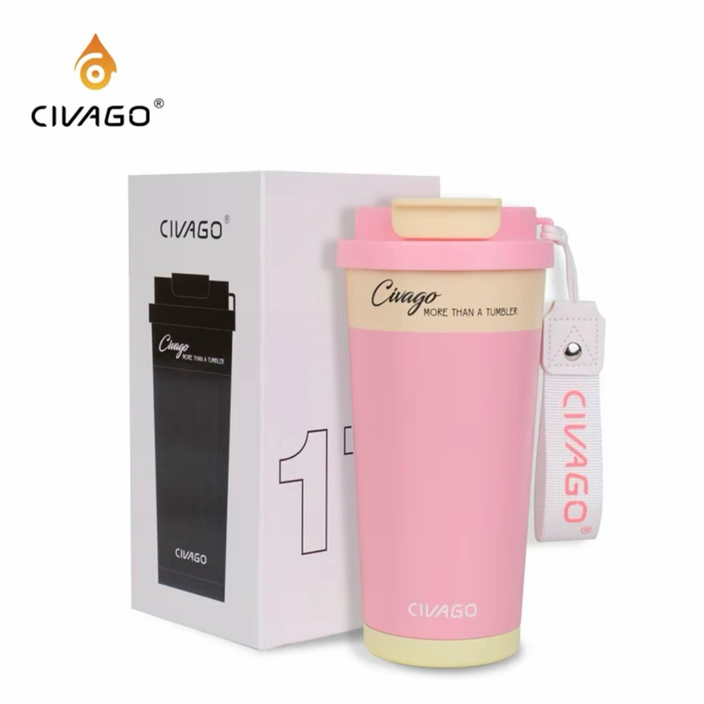 TERMOS CIVAGO 17oz/502ml แก้วกาแฟเซรามิกสองทางพร้อมฝาปิดเก็บความร้อนสูญญากาศร้อนและเย็น
