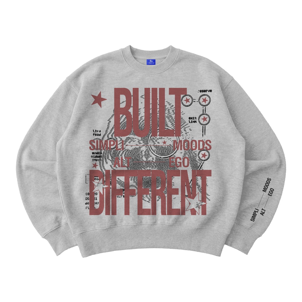 SimpliMoods Boxy Sweater Crewneck Grey Misty ผู้ชายผู้หญิง
