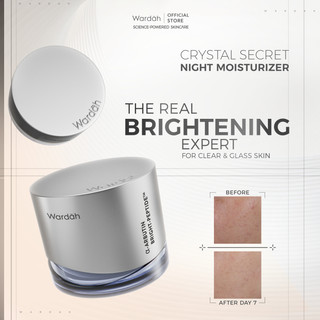 WARDAH Crystal Secret Bright-Peptide 5% Niacinamide Hyperpigmentation Expert Night Moisturizer - Menutrisi, Mencerahkan, Meratakan Warna Kulit, Menyamarkan Flek dan Bekas Jerawat, Samarkan Kerutan dan Garis Halus, Mengurangi Kemerahan - Skincare
