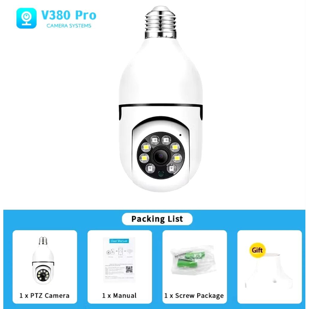 CCTV V380 Pro Smart Wifi Motion Date Camera Lamp 360 องศา