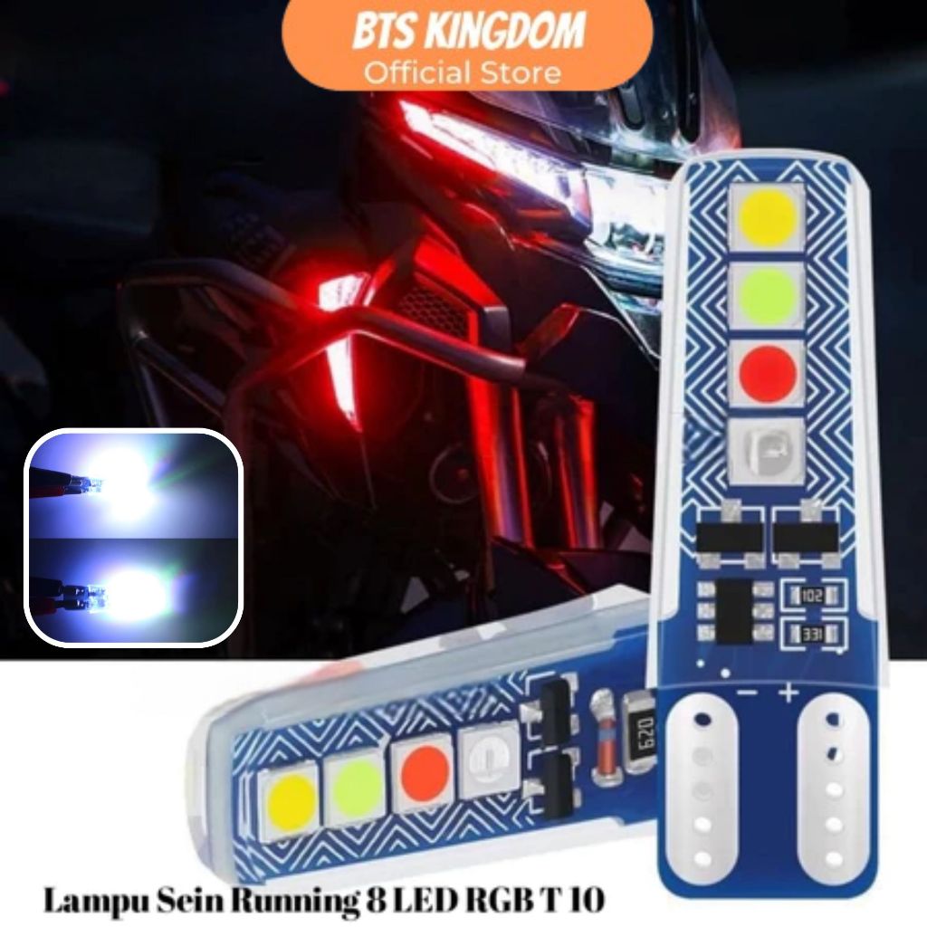 8 LED RGB T10 ไฟเลี้ยววิ่ง Universal กระพริบ Dusk ไฟเลี้ยว