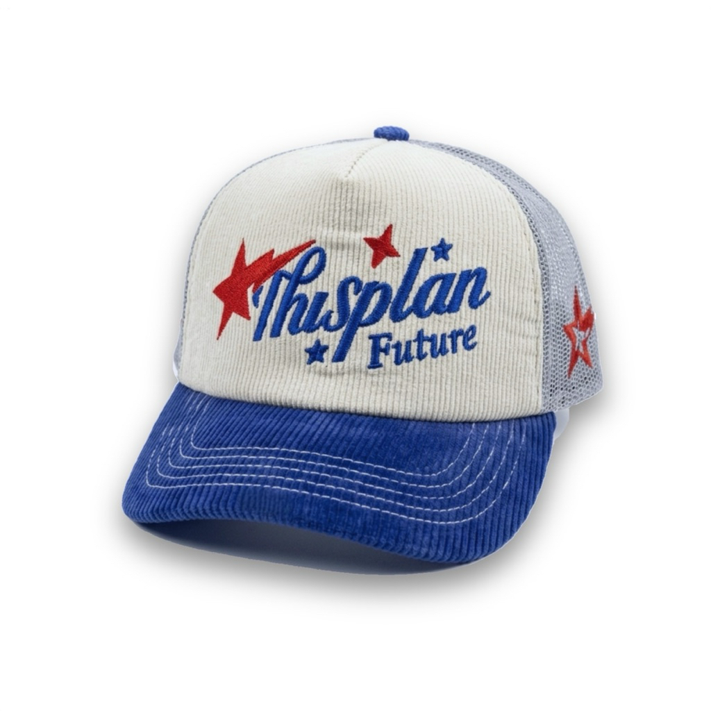 หมวก Corduroy Trucker Broken White Blue Grey Thisplan