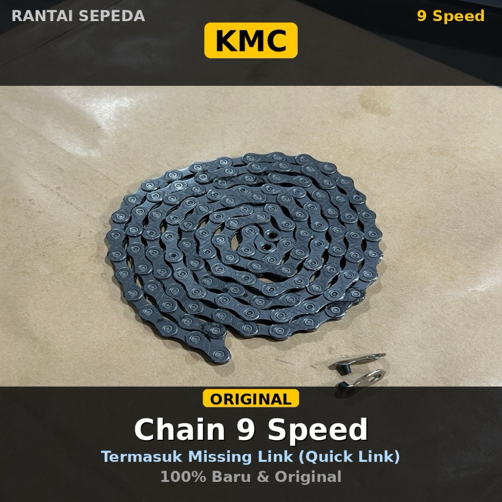 KMC 9 ความเร็วโซ่สําหรับ MTB RACING BIKES RB GRAVEL CHAIN 9SPEED CHAINS รวม QUICK LINK CONNECTION