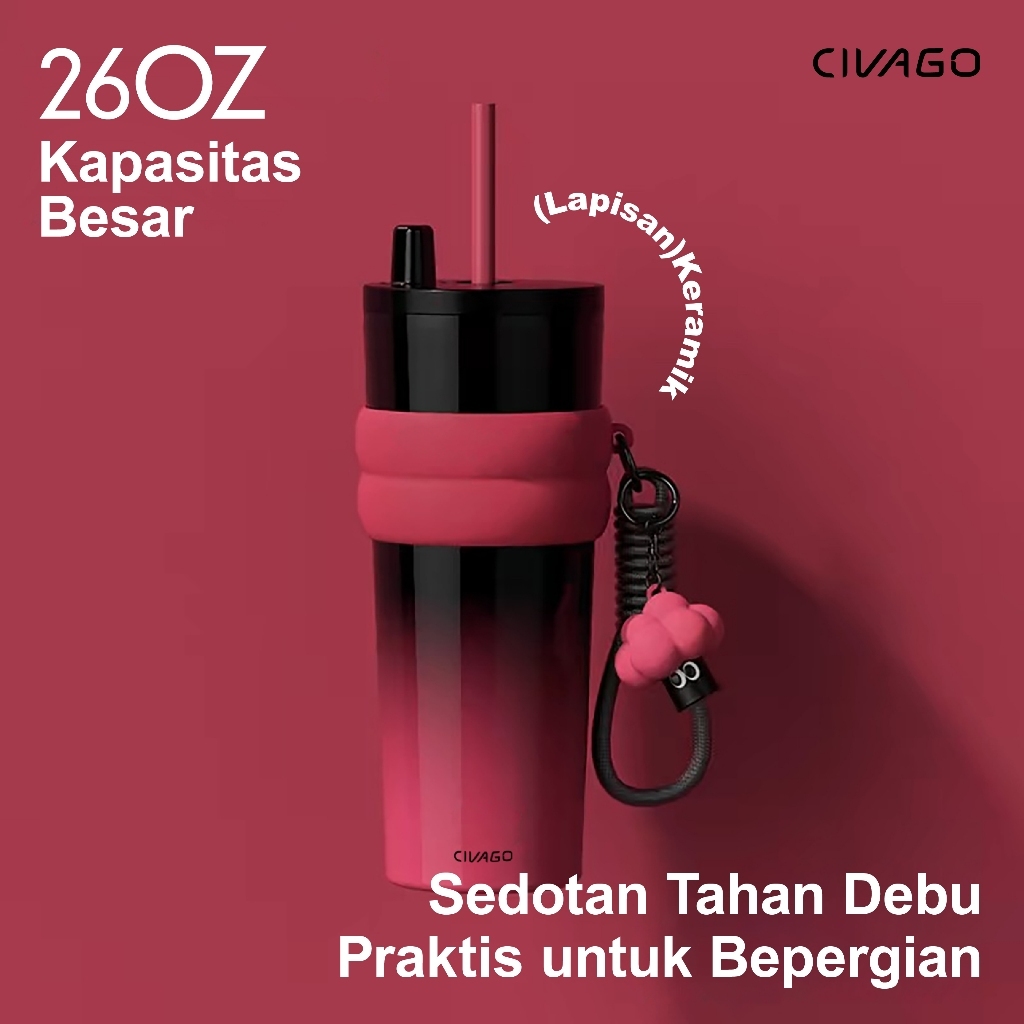 TERMOS แก้วแก้วกาแฟ (26oz/768ml) สแตนเลสพร้อมเซรามิคชั้นเดียวสูญญากาศ Thermos Tumbler CIVAGO