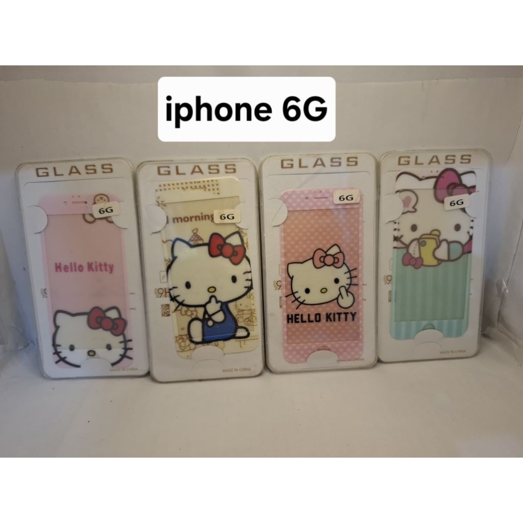 กระจกนิรภัย Hello Kitty พรีเมี่ยมพร้อม motif Nice Image สําหรับ iphone 4G 6G 7G 7G Plus