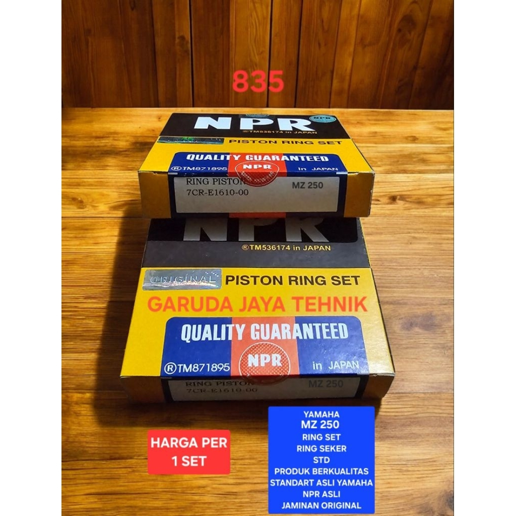 แหวนชุดแหวนลูกสูบ seker แหวนลูกสูบ STD yamaha MZ250 MZ 250 NPR ORIGINAL มาตรฐานแท้yamaha (835)