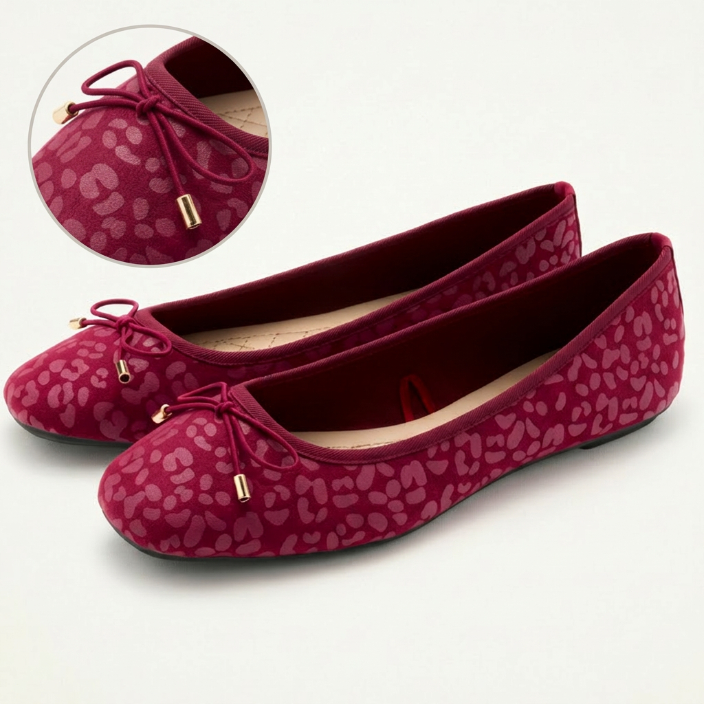 [ใหม่] Berrybenka Womens Ballerina Flat Shoes Leopard Pattern Elegant สบาย Sofia Micca