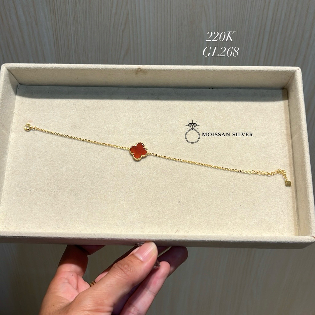 GL268 |สร้อยข้อมือ Nori Gold Maroon Flower 1 Silver s925 Silver s925
