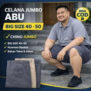 Celana Pendek Jumbo Pria Warna Abu Abu Size 40-50 Big Size | Celana Chinos Jumbo Gemuk Nyaman