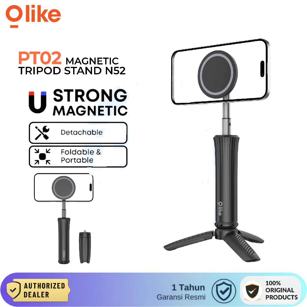 Olike - PT02 - ขาตั้งแม่เหล็กสําหรับเดินทางขาตั้งกล้องแม่เหล็กแบบพกพา N52 ปรับได้พับได้