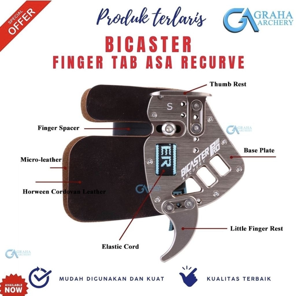 FINGER TAB BICASTER ASA สําหรับคันธนูและมาตรฐาน | ARCHERY FINGER PROTECTOR | อุปกรณ์ช่วยป้องกันตนเอง