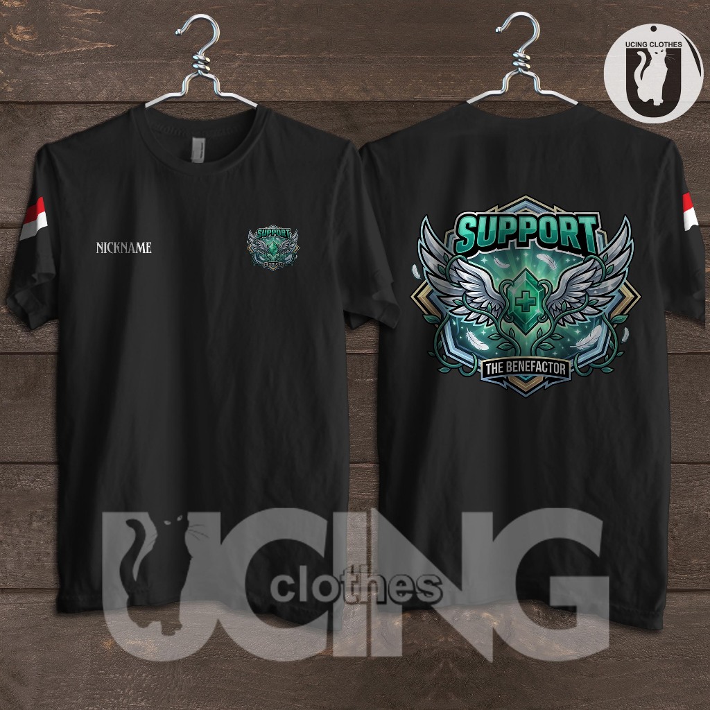 รองรับบทบาท Mobile Legends MLBB เสื้อยืดฟรี Nickame Distro เสื้อยืด