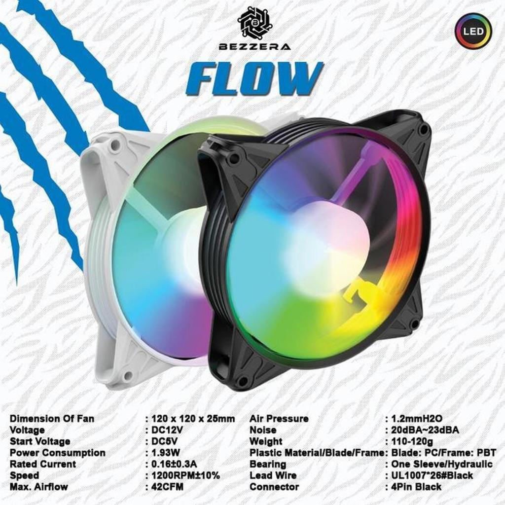 Bezzera Flow Fan RGB 12cm Gaming Casing Fan 120mm RGB PC Casing Fan 12 cm