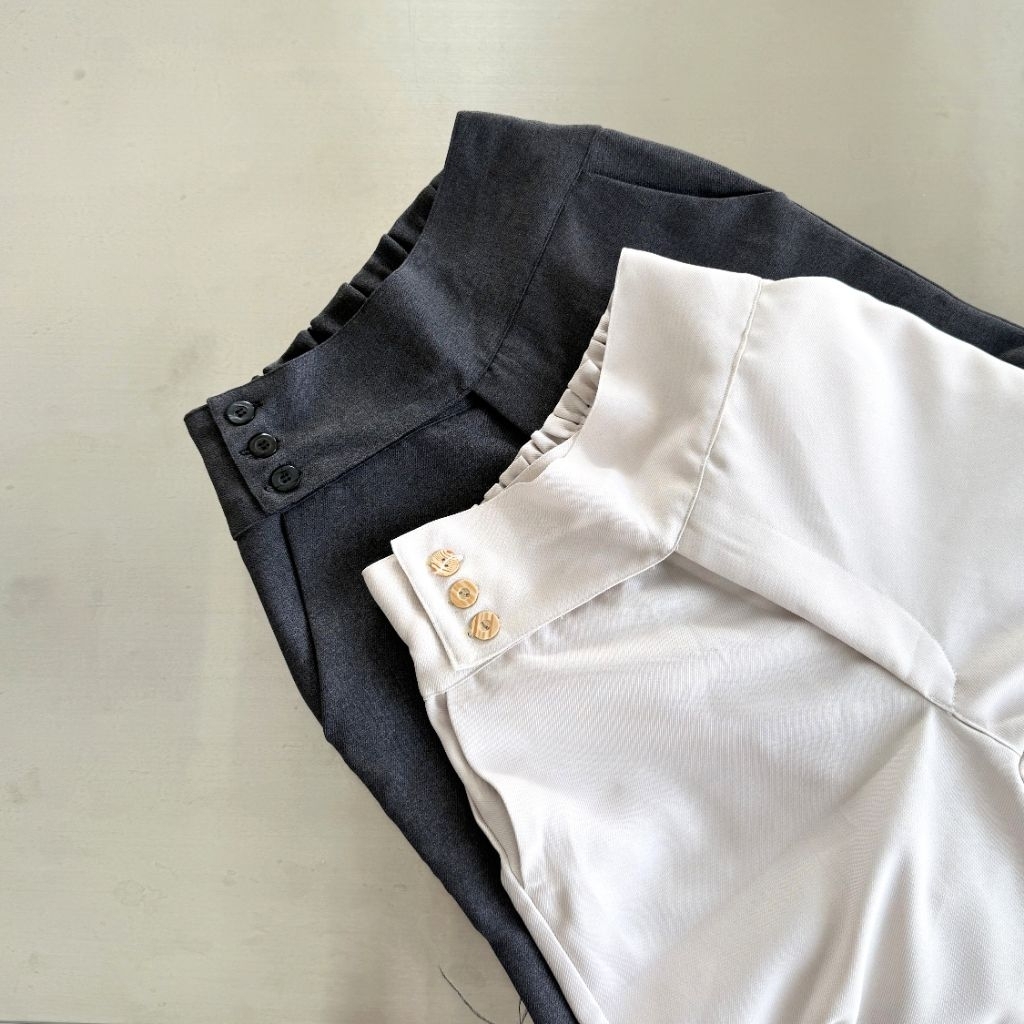 KITTIE STRAIGHT PANTS | กางเกง Semiwool Cullote เอวสูงผู้หญิงติดกระดุม | PRETTY BASIC ราคา ถูกที่สุด ดีลบีเคเค แกลเลอรีภาพที่ 7