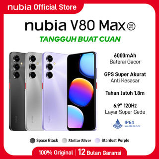 Handphone nubia V80 Max ROM 128 GB RAM 8 GB + 8 GB Smartphone Layar 6.9" HD 120Hz, Baterai 6000mAh Fast Charging GPS Turbo