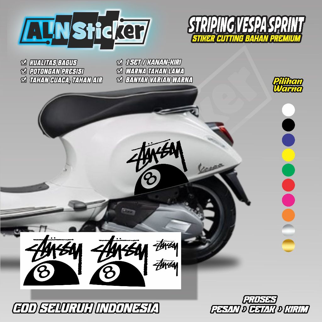 Stuker ตัด Stussy สําหรับ Vespa Sprint / cool Stussy Vespa Sprint striping