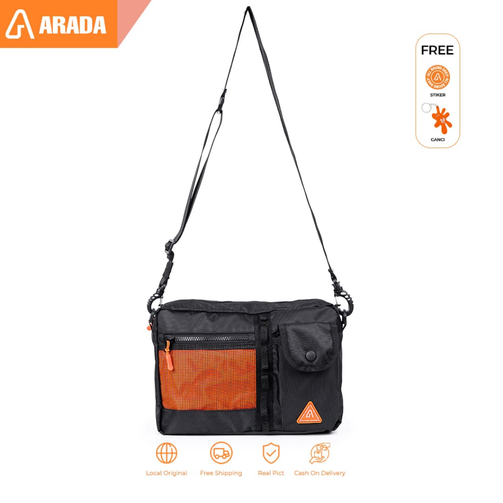 ARADA - Strava Black - Sling Bag - กระเป๋าสะพายข้างผู้ชายสีดํา