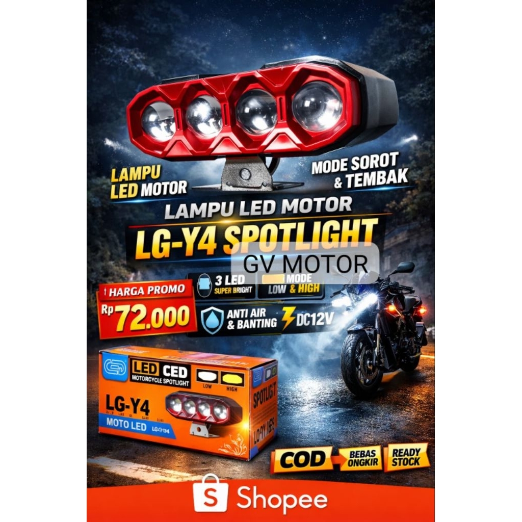 รถจักรยานยนต์ LED SPOTLIGHT 8 EYES 4 EYES 2 EYES AC/DC SPOTLIGHT โหมด