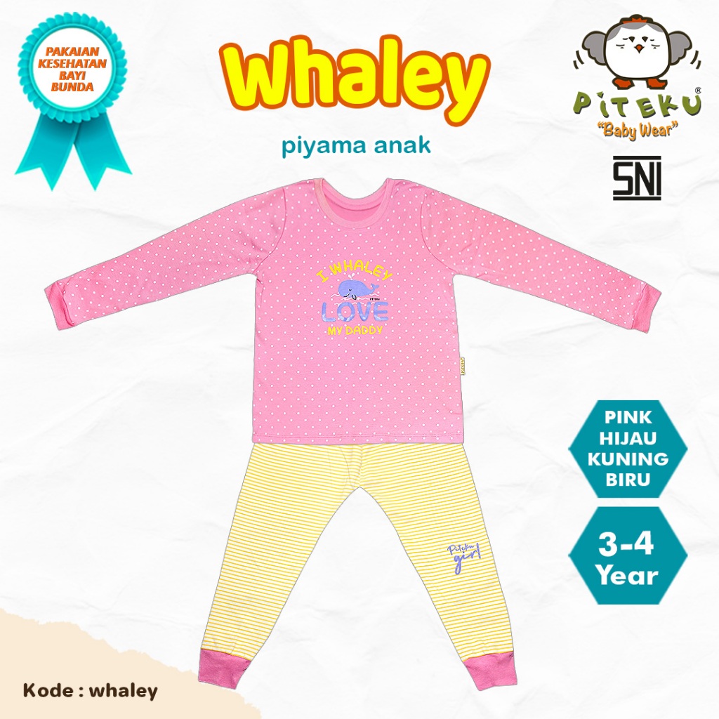 PITEKU - WHALEY SLEEPWEAR - CHILDRENS PAJAMA SET - GIRLS SLEEPWEAR