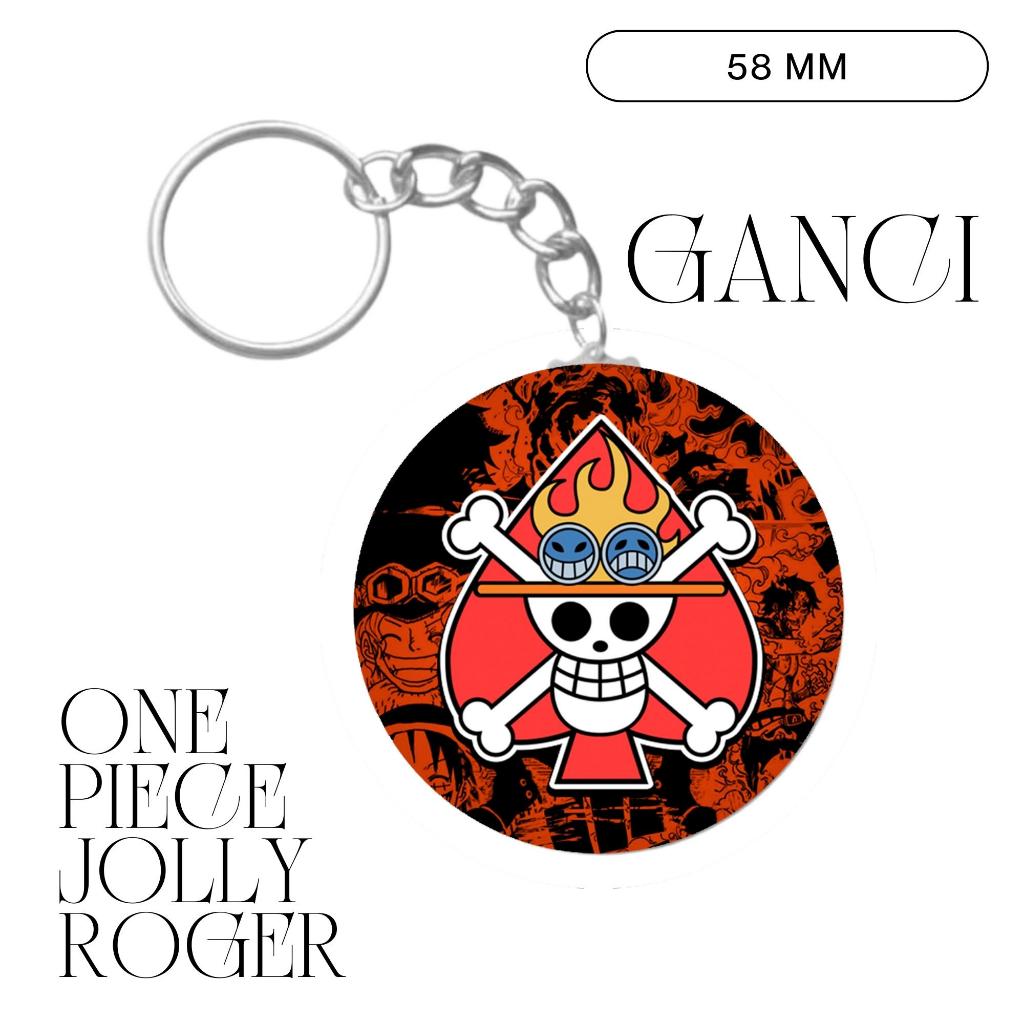 GUNDAN HOLOGRAM PIN ONE PIECE JOLLY ROGER KEYCHAIN 58 MM ANIME KEYCHAIN UNOFFICIAL LUFFY