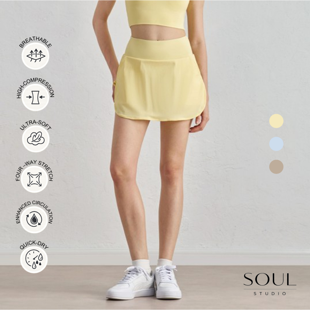 Soul Studio Iris Pocket Sport Skort สําหรับ Padel Tennis Golf แบดมินตันวิ่ง Zumba Sport