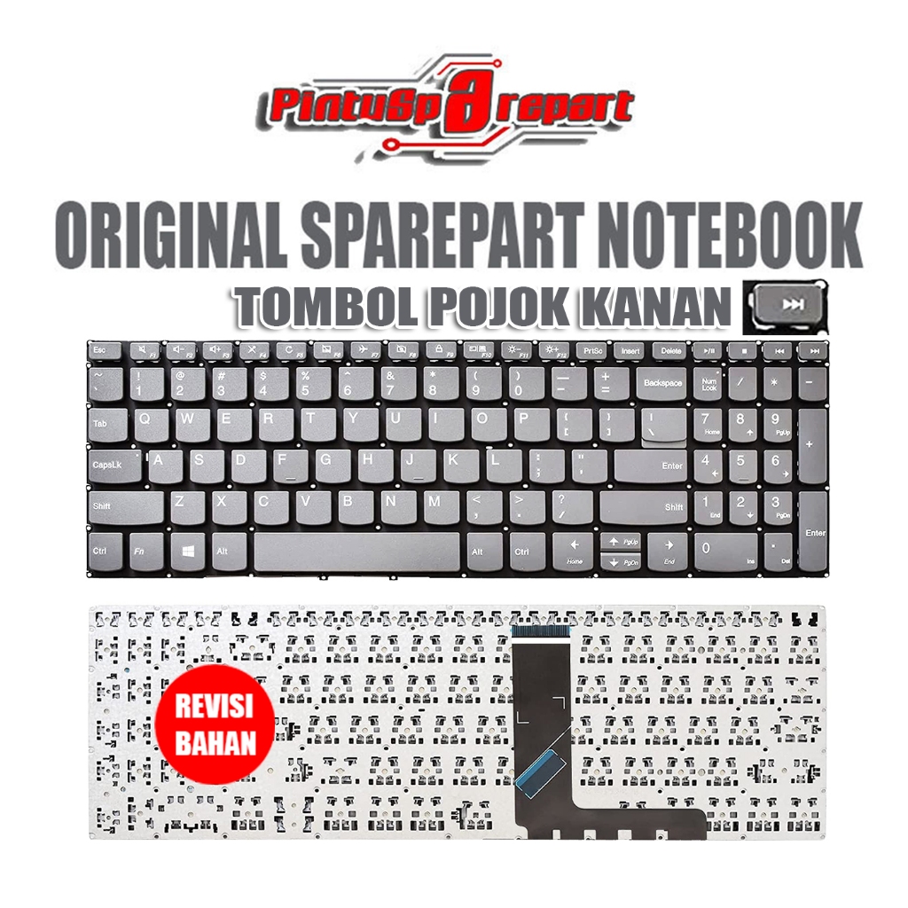 TOMBOL (ปุ่มลบอัจฉริยะ) คีย์บอร์ดแท้สีเทา ldeapad V330-15 V330-15IKB 81AX V330-15ISK V130-15IKB V130