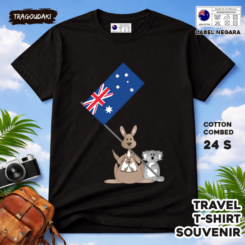 เสื้อยืดของที่ระลึก AUSTRALIA AUSTRALIA 21 Tag เสื้อผ้าของที่ระลึกทําจากผ้าฝ้ายหวี 24s