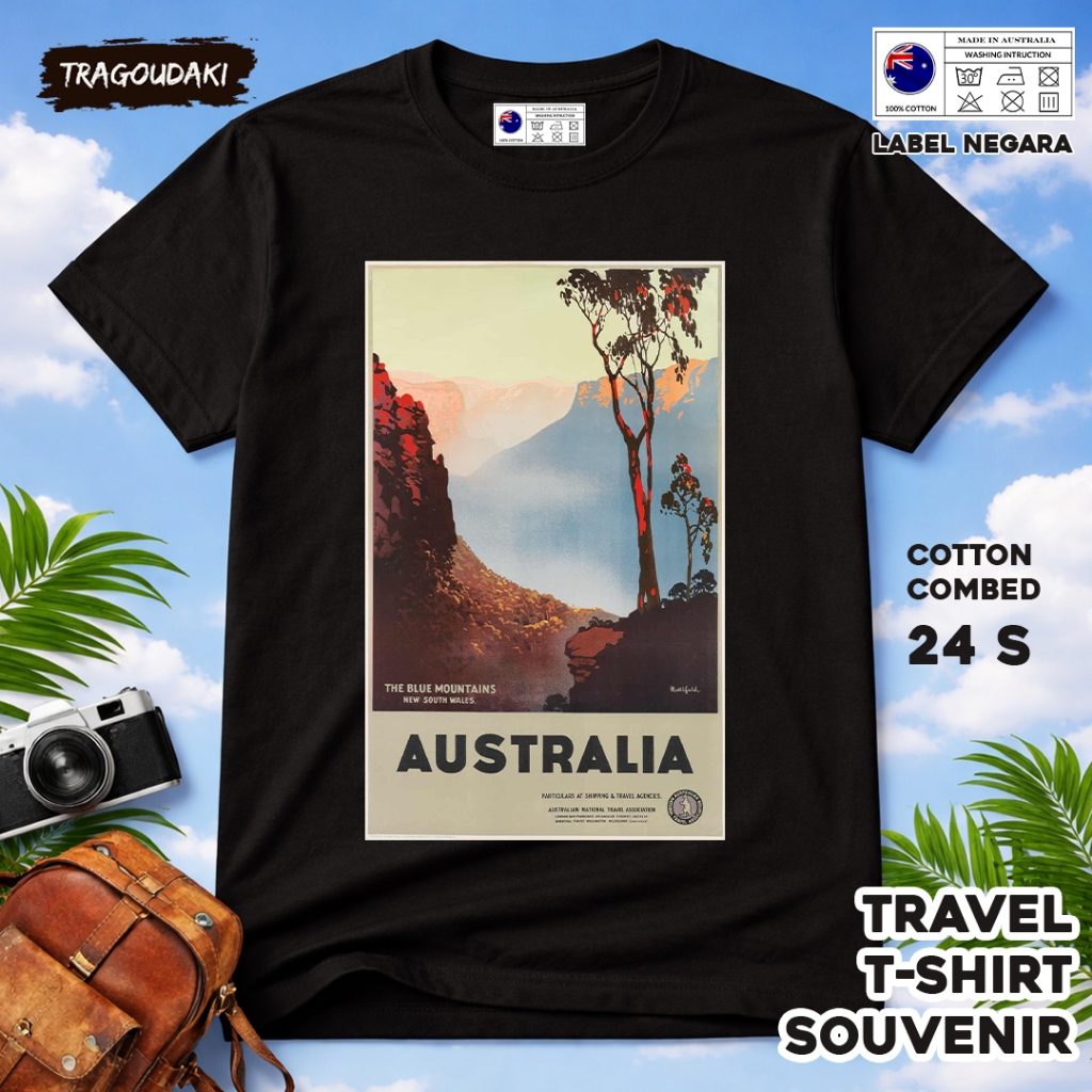 เสื้อยืดของที่ระลึก AUSTRALIA AUSTRALIA เสื้อผ้าของที่ระลึก 31 Tag ทําจากผ้าฝ้ายหวี 24s