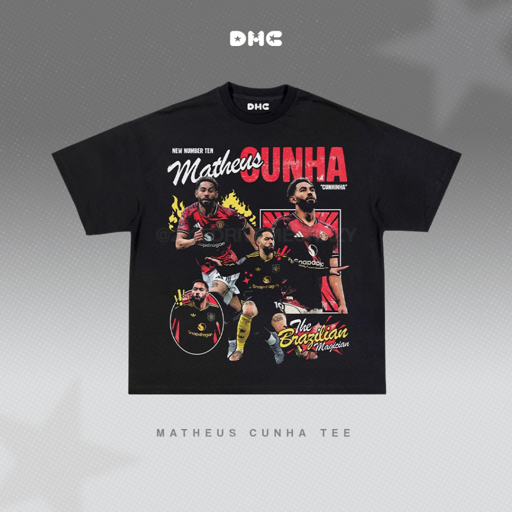 DMC Matheus Cunha Manchester United Soccer เสื้อยืดโอเวอร์ไซส์