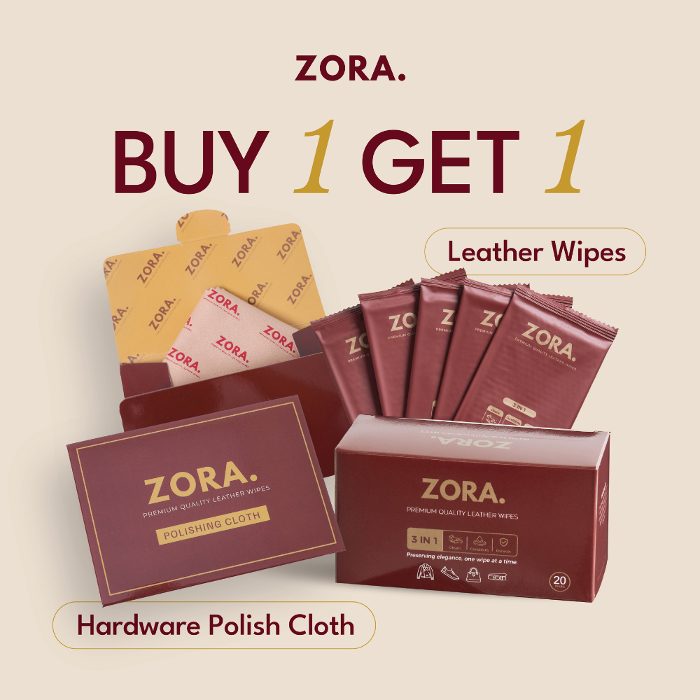 Zora Leather Wipes & Hardware Polish - B1G1 Package Leather Bag Care Cleaner Gold Cleansing Polishin