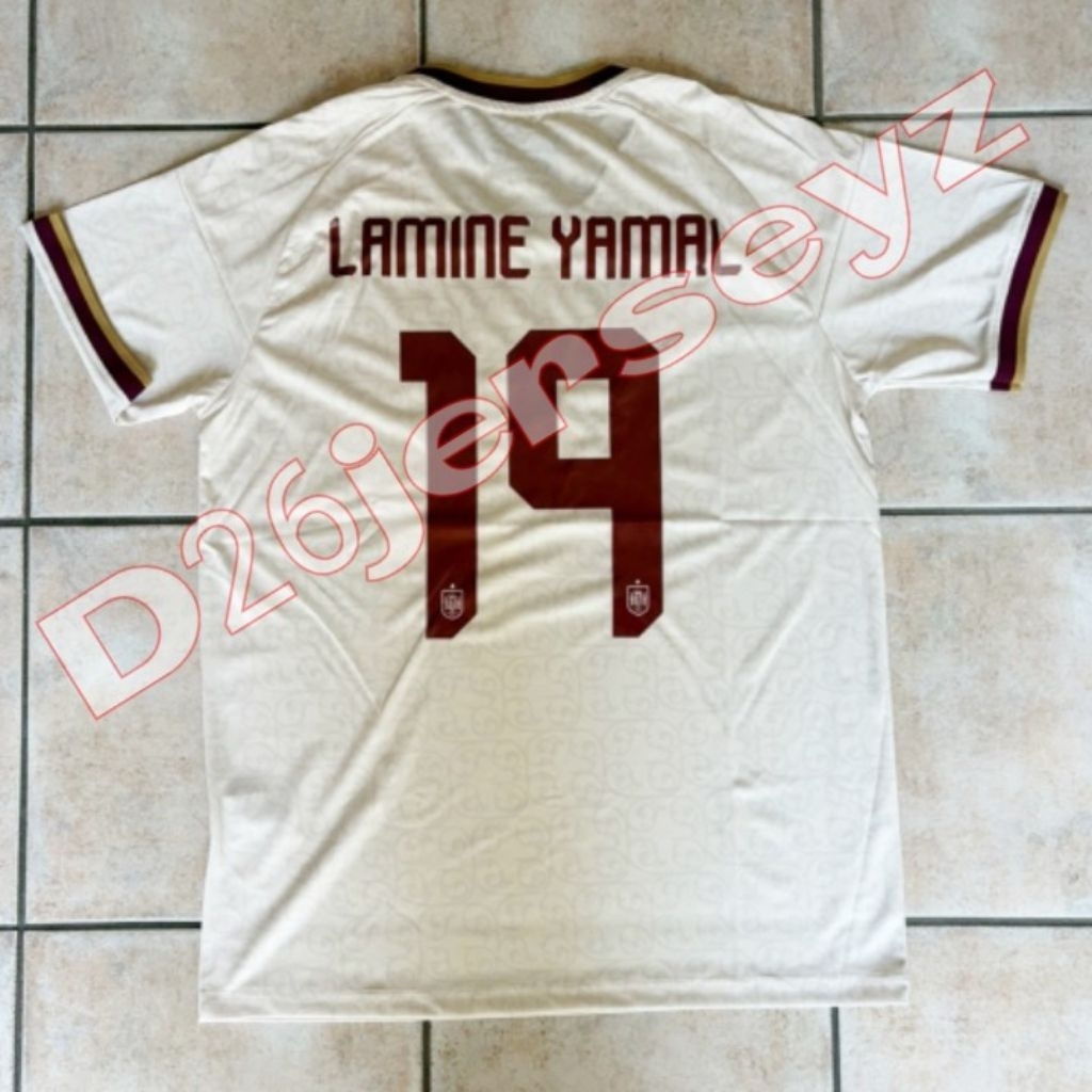 Spain Away Jersey 2026 / 2027 + Print Nameset LAMINE YAMAL 19 / Custom ตามชอบ Fon อย่างเป็นทางการ