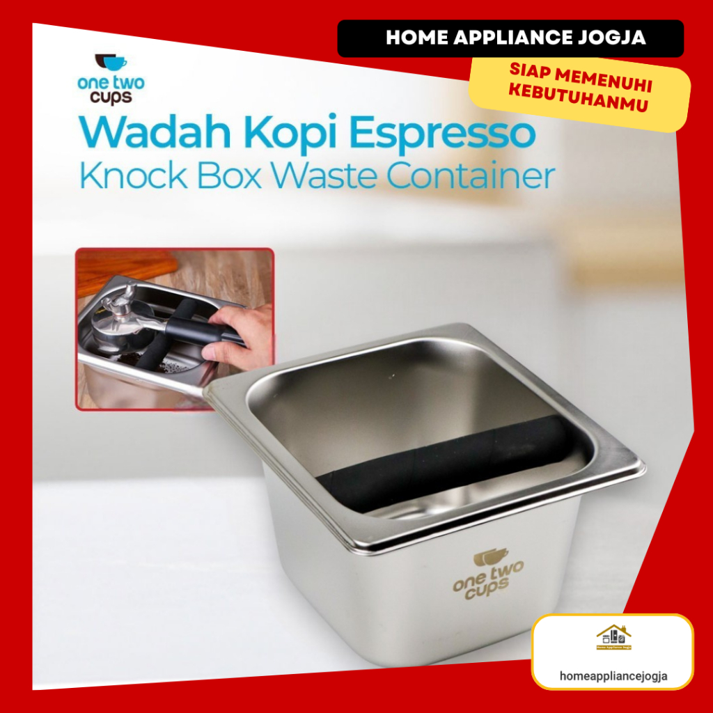 [HAJ] One Two Cups Espresso Coffee Grounds Container Knock Box Container M - KB3 - สีเงิน