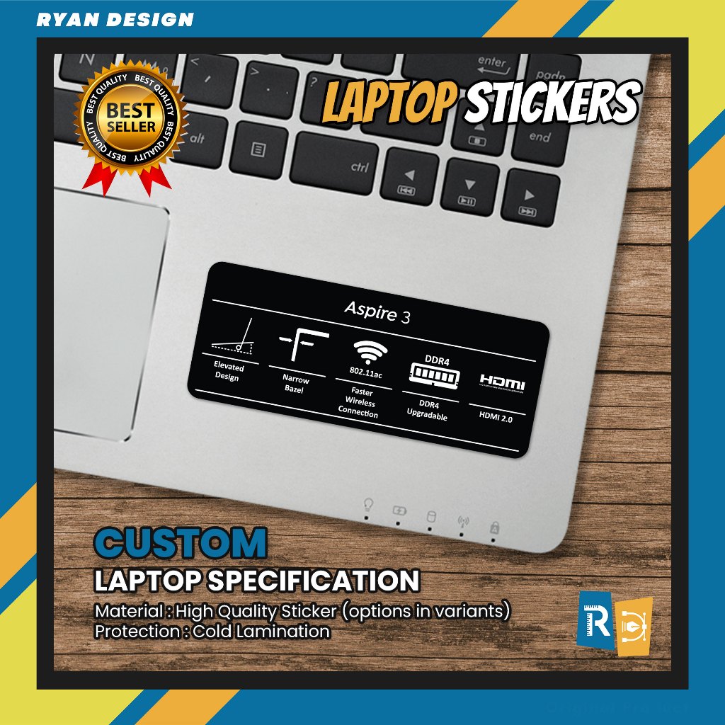 สติ๊กเกอร์โลโก้แล็ปท็อป Acer Aspire 3 Type 3 แล็ปท็อปคุณสมบัติสติกเกอร์ข้อมูลจําเพาะ (Unofficial)