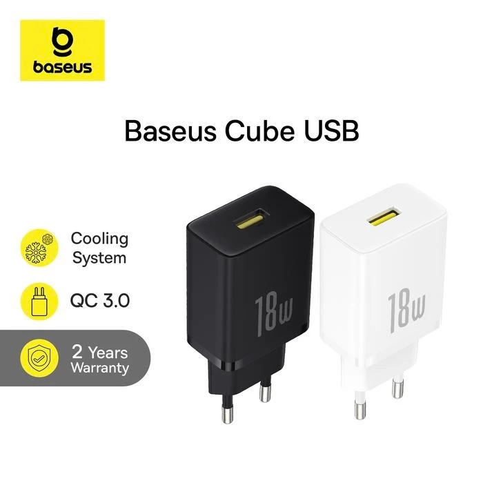BASEUS Charger Cube Fast Charger 18W USB Quick Charging Office
