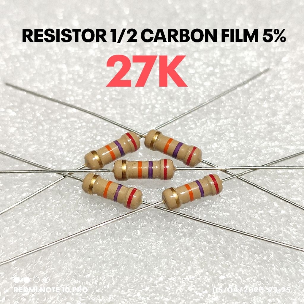 (10 ชิ้น) 1/2W 1/2WATT 27K 27K KILO CF 5% ROHS RESISTORS