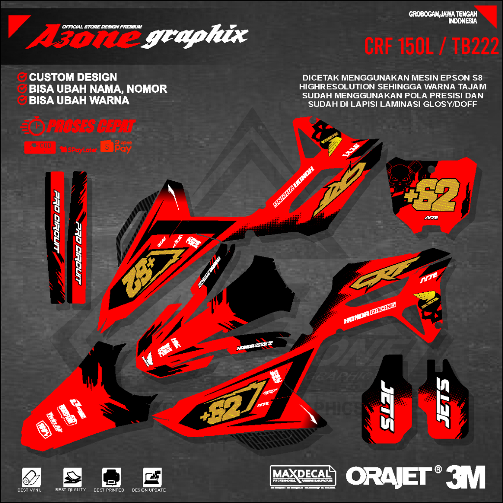 รูปลอก CRF 450 Full body Free Request - วัสดุพรีเมี่ยม Maxdecal TB222