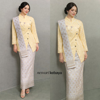 Kebaya Janggan ElSyifa Butter Yellow Kebaya Janggan Fukuro Jacquard Modern Klasik Bridesmaid Lamaran Tunangan Kondangan