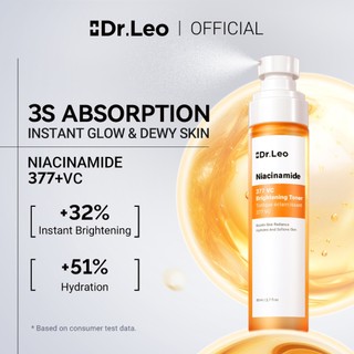 Dr.Leo Toner Mencerahkan Wajah 377 VC Niacinamide Brightening Toner Wajah Hydrating Pemutih glowing skincare  Niacinamide 377 Vitamin C 3 Second Absorption Instant Glow