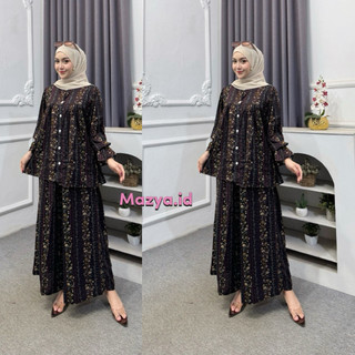 Aura Oneset Jumbo Setelan Celana Panjang Bahan Rayon Premium Kancing Depan Busui Friendly LD 130