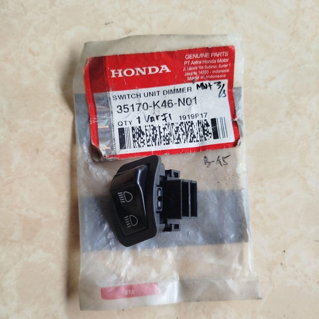 Original AMM 35170-K46-N01 รีโมทคอนโทรลสวิตช์ไฟสําหรับ Vario 110 FI Supra GTR 150 Pin 5