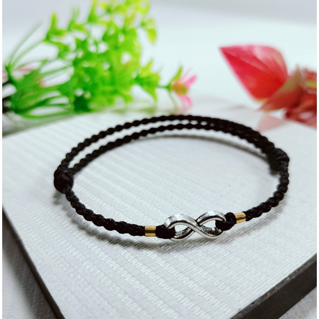Bracelet With Infinity Symbol ไม่หักและเรียบง่าย เชือกไนลอนทรงกลม 0.8 มม. รุ่น Drawstring