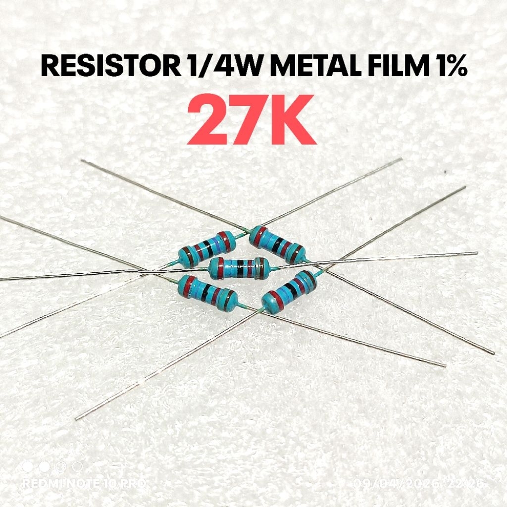 (10 ชิ้น) 1/4W 1/4WATT 27K 27K KILO MF 1% ROHS RESISTORS