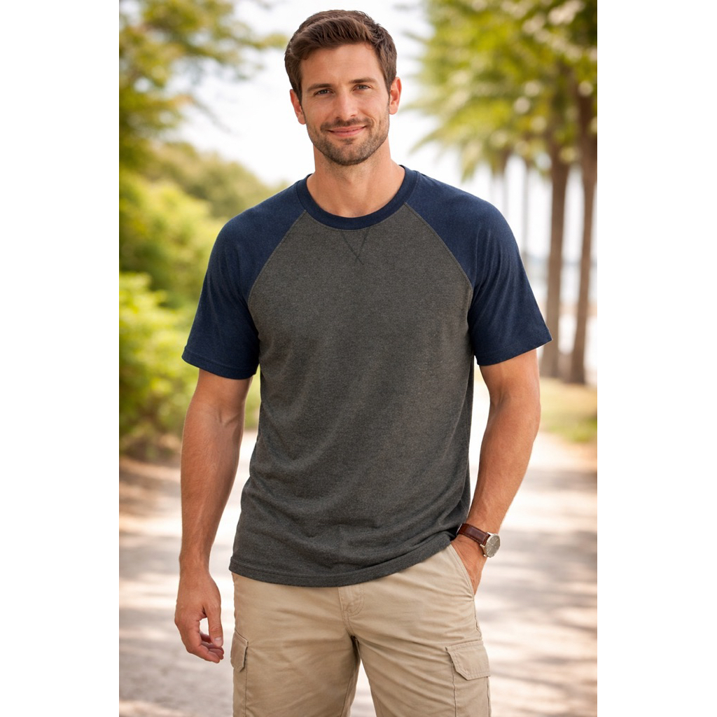 เสื้อยืดงานปัก Orvis สีเทาสีน้ําเงิน